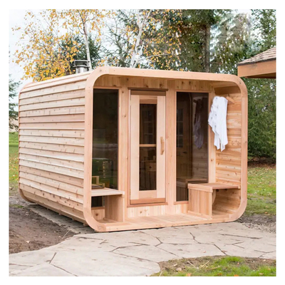 Sauna seca al aire libre con puerta de vidrio completo - Rango de temperatura de 15-90 ° C