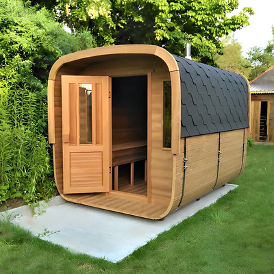 Sauna seca al aire libre con puerta de vidrio completo - Rango de temperatura de 15-90 ° C