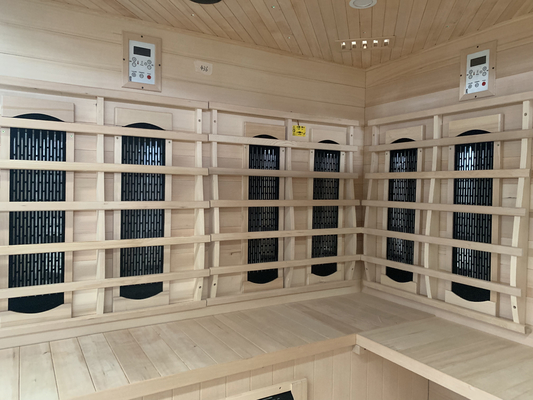 Cosechadora infrarroja del vapor de 4 personas del vapor de la sauna de la cicuta de madera residencial del sitio