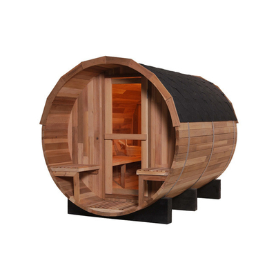 El barril rojo del sitio de Cedar Wood Fired Barrel Sauna formó a la persona 2 - 4