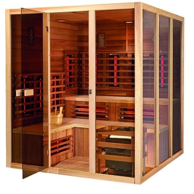 Sitio de vapor infrarrojo de madera de la sauna del balneario de la cicuta sólida 6KW para la persona 5